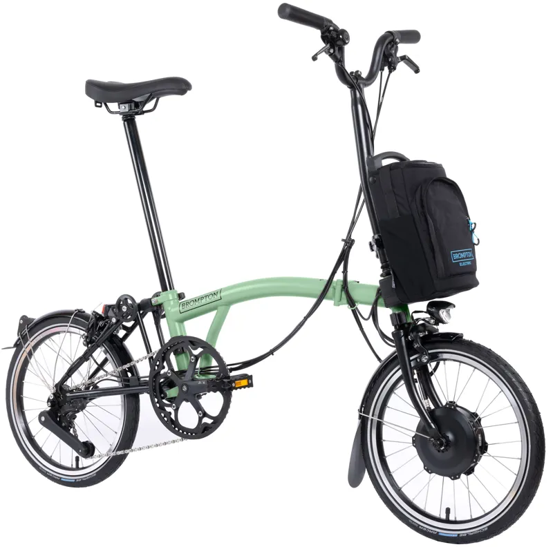 Brompton Electric C Line Explore 12 Speed Folding Bike 2024 in Match Green-1
